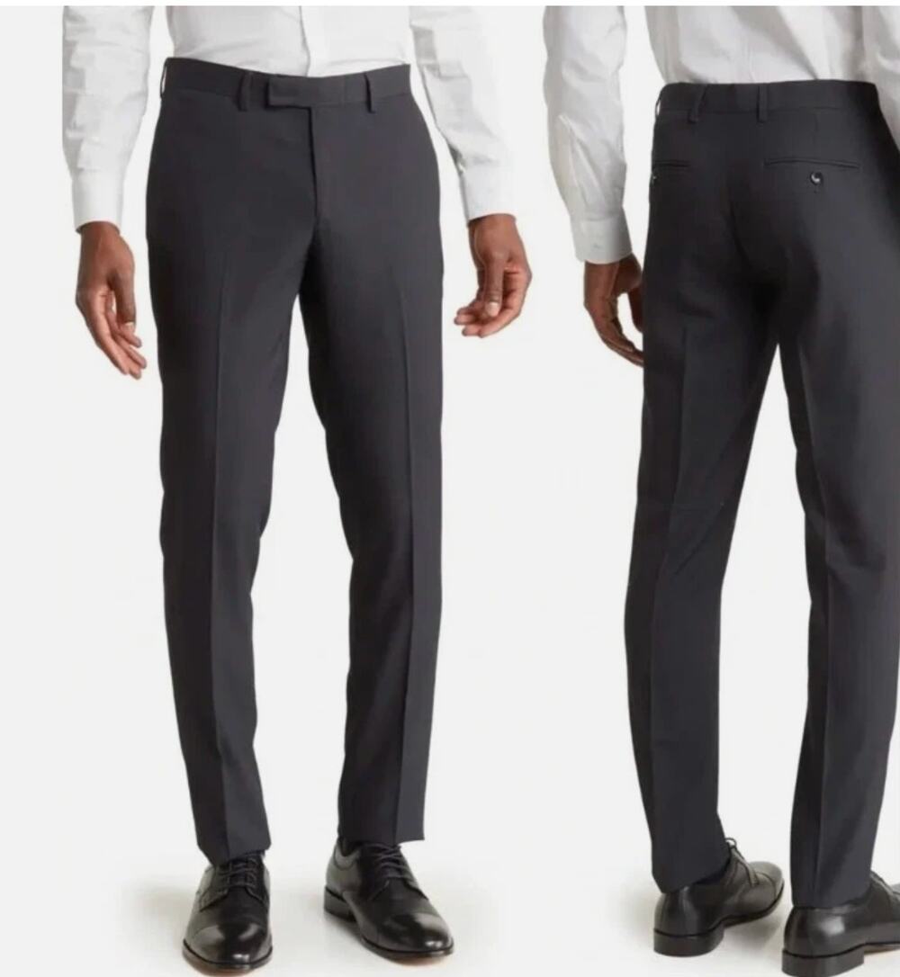 SOUL OF LONDON Men's Slim Fit Dress Pants 40R Dark Grey Flat Front NWOT